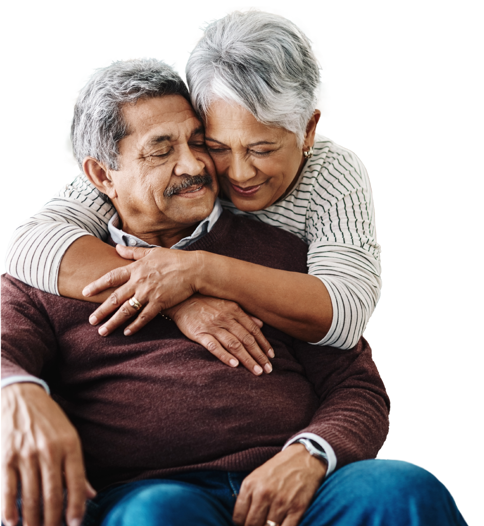 older woman hugging older man