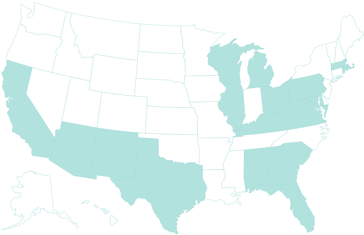 map of the united states showing national reach of Panoramic Health