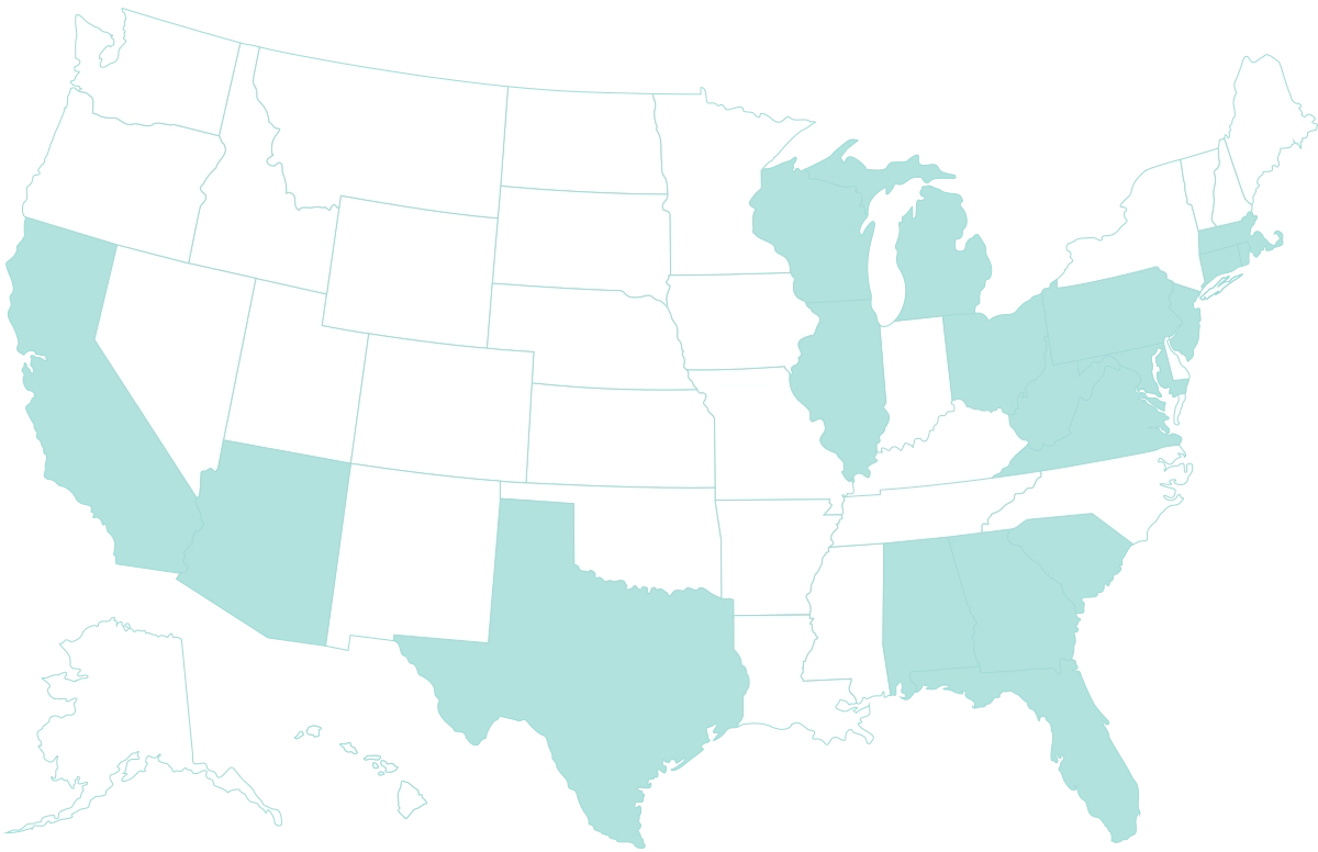 map of the united states showing national reach of Panoramic Health